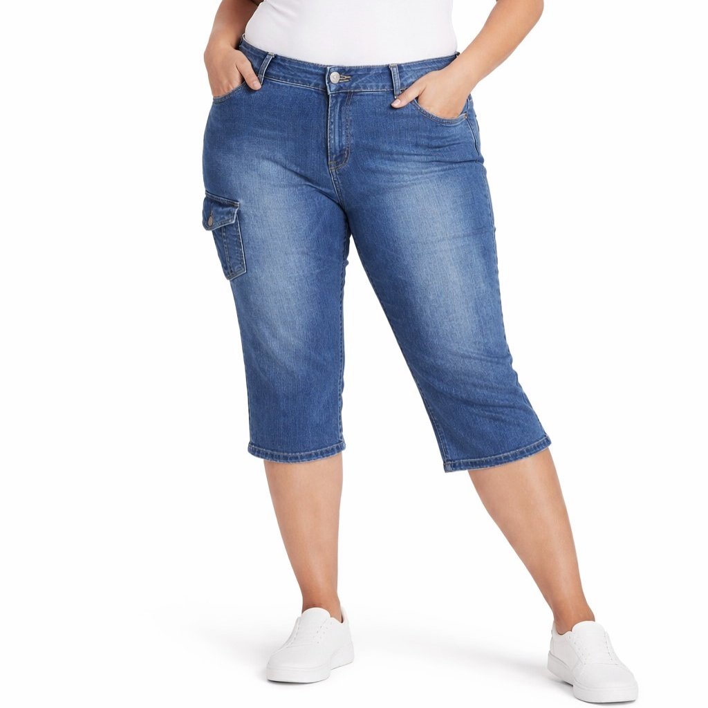 Avenue Denim Womens Cropped Denim Capri Jeans Medium Stonewash Womens Size 18